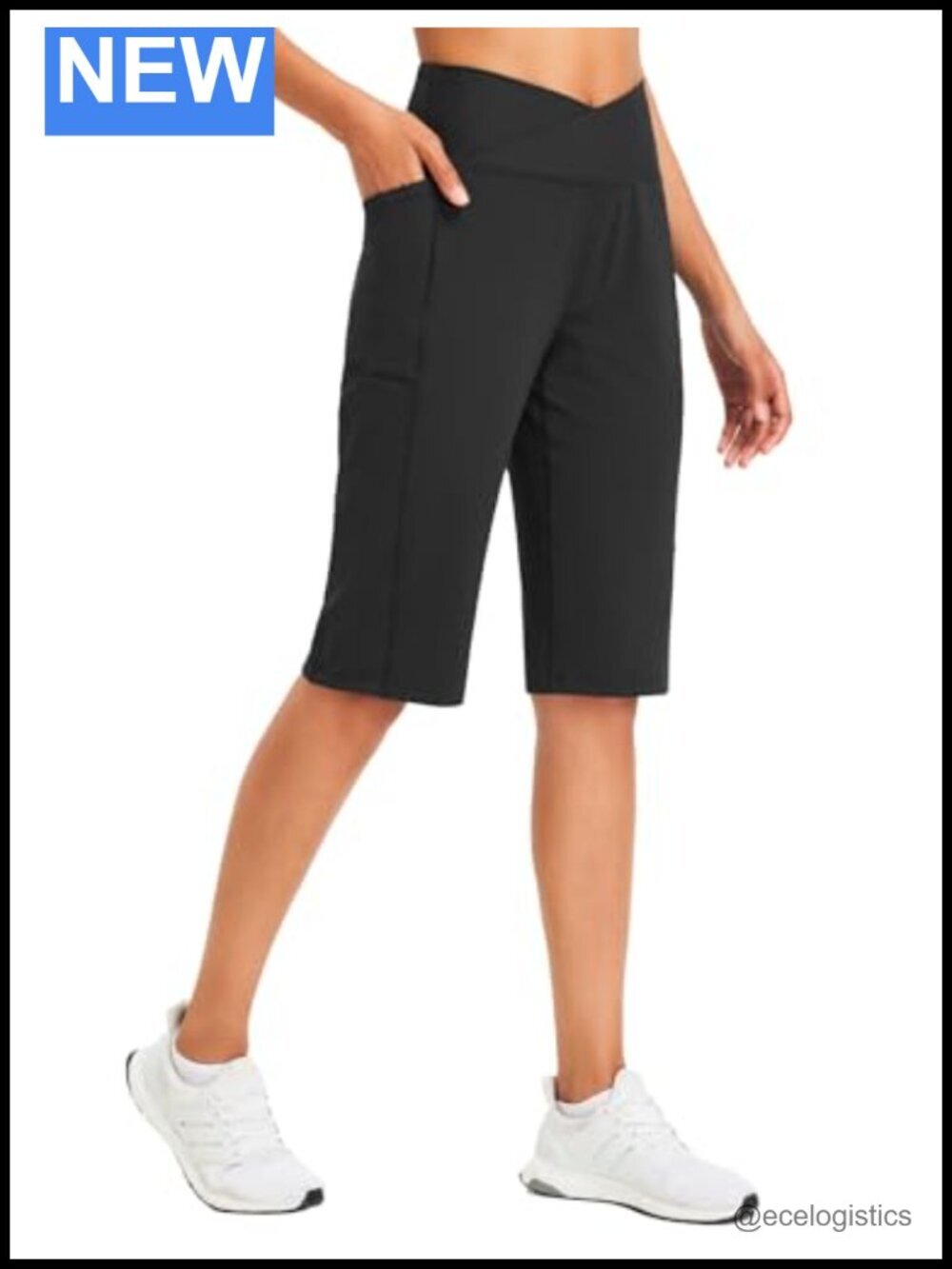 Womens Bermuda Long Shorts 14" Knee Length High Waisted Athletic Shorts with
